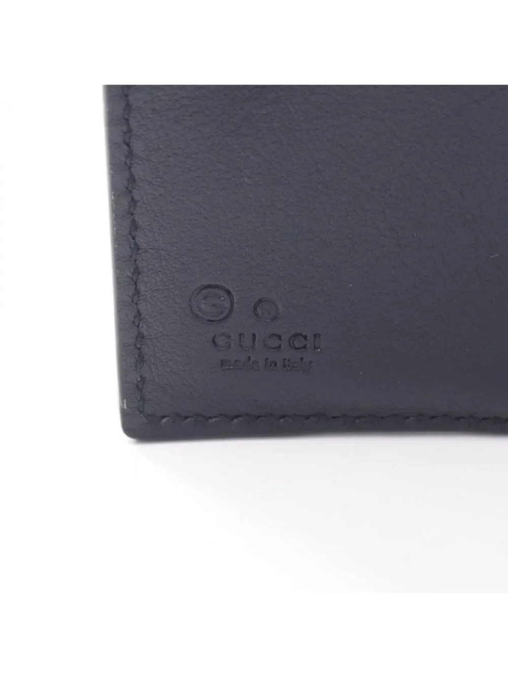 Gucci Bifold Wallet Micro Guccissima Navy Leather Compact - Picture 5 of 7